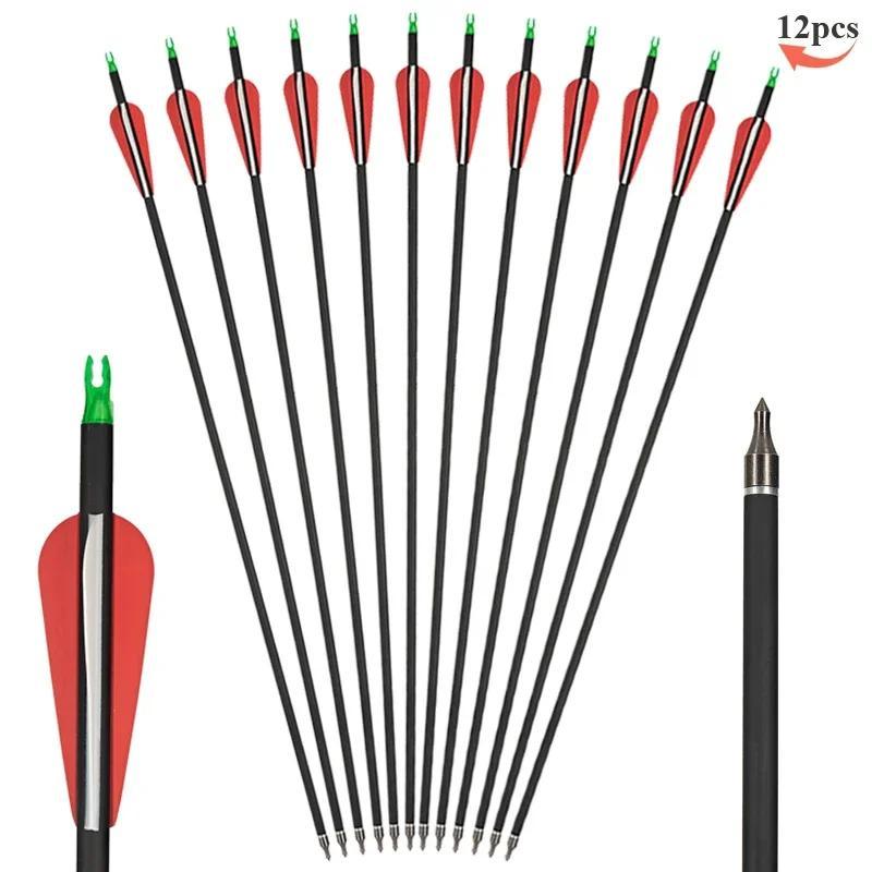 StarTech Carbonpfeile - Bogenschießen Pfeil Set für Recurvebogen - Länge 80 cm - Spine 500-550 - Kunststoffbefiederung 7,6 cm - Menge 12 Stück Rot