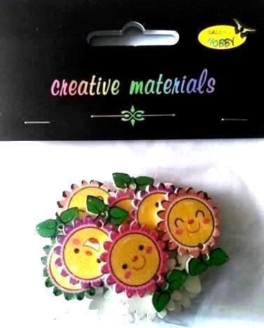 Galeria Hobby Guziki drewniane kwiatek nadruk 25mm 9g ok 15szt