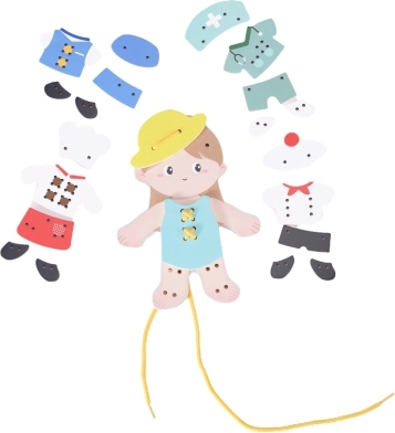 CLASSIC WORLD Holz Spitze Interlacing Threading Kleid Mädchen + Accessoires 20 Elemente RP00598