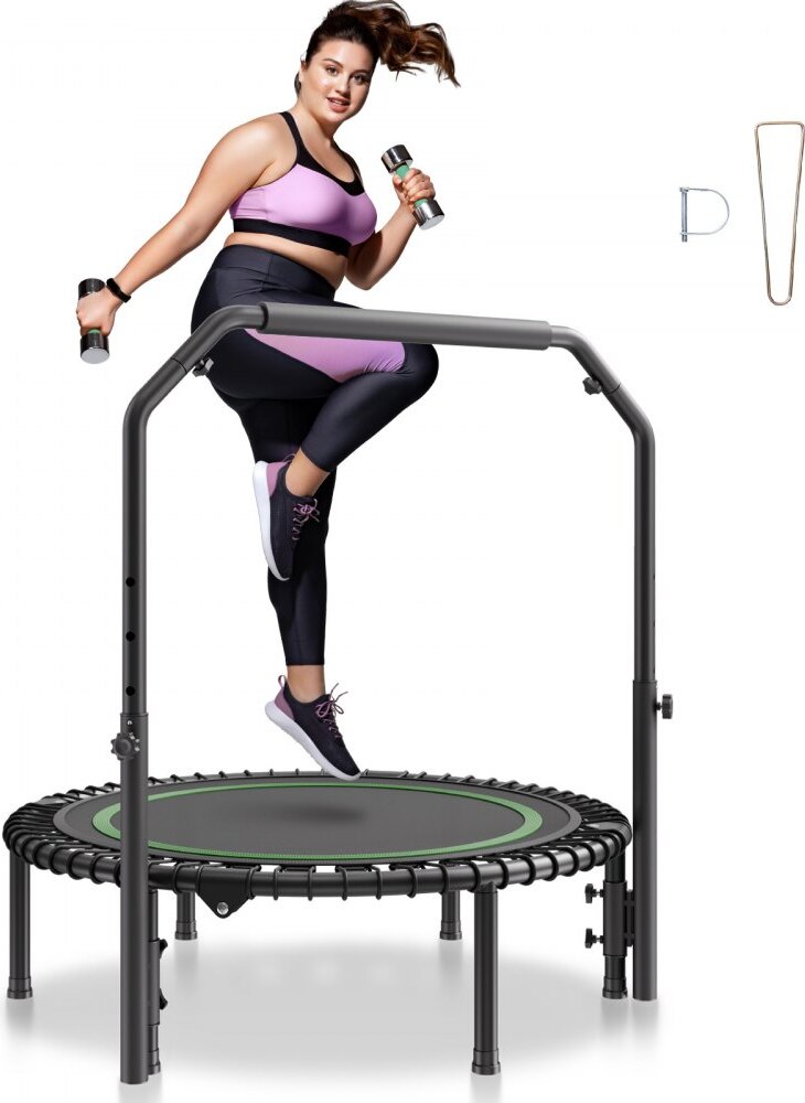 Mini fitness trampolína - tréningová trampolína pre dospelých - priemer 1027 mm - nosnosť do 150 kg - s držadlom - ideálna na domáce cvičenie