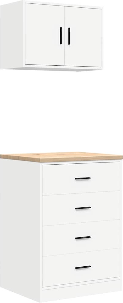 vidaXL Garážové skrine 2 ks Biely materiál na báze dreva