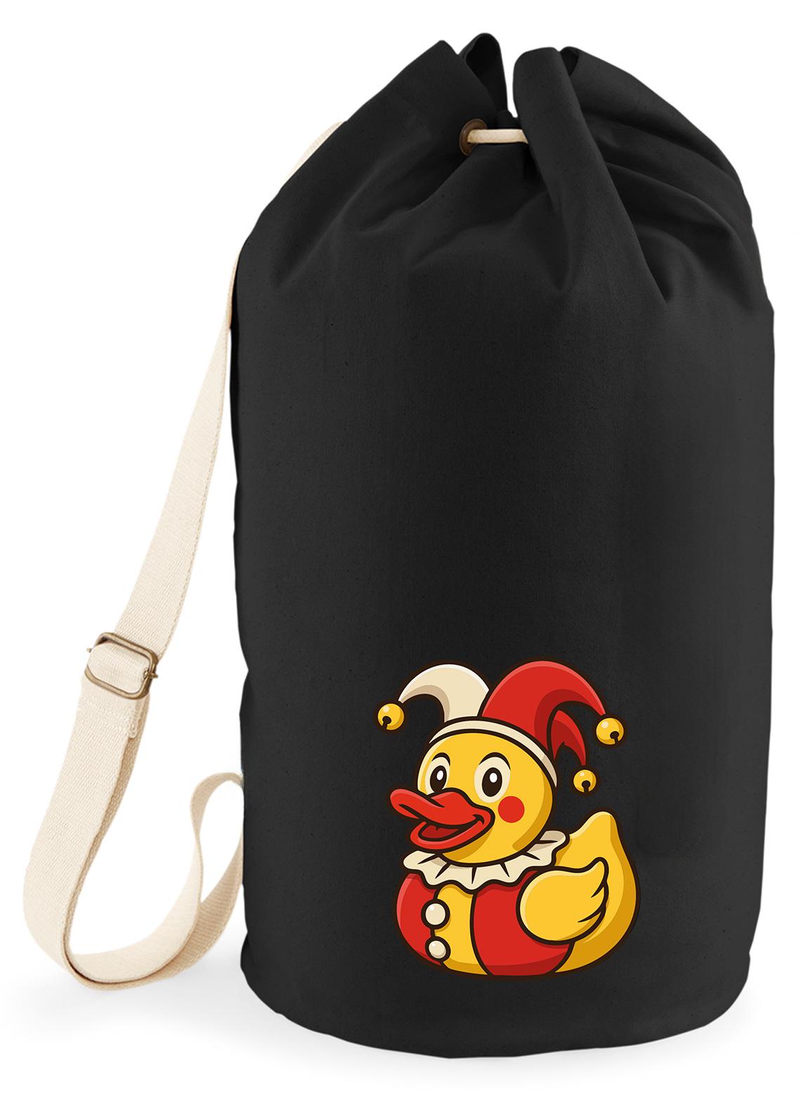 Hellweg Druckerei Huuraa Seesack Quietscheente Joker Gummiente Hofnarr 20 Liter Black Baumwolle Rucksack Geschenkidee 6559SES