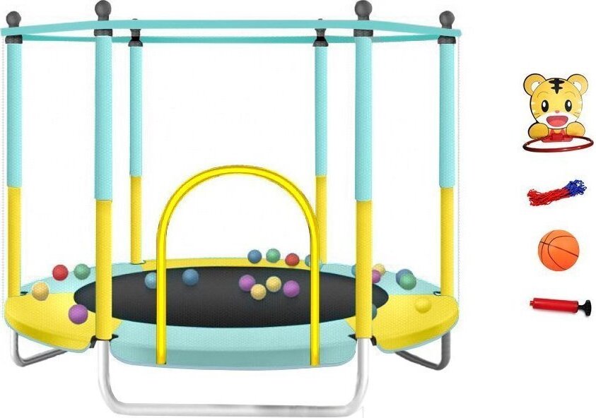 Detská trampolína KIDS NT - 152 cm s bezpečnostnou sieťou a vybavením modrá