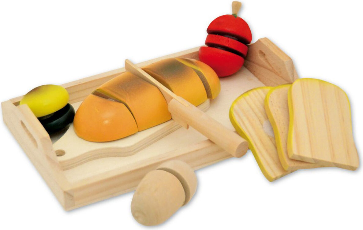 Tanner Kaufladen Frühstückstablett zum schneiden aus Holz 9teilig 234597