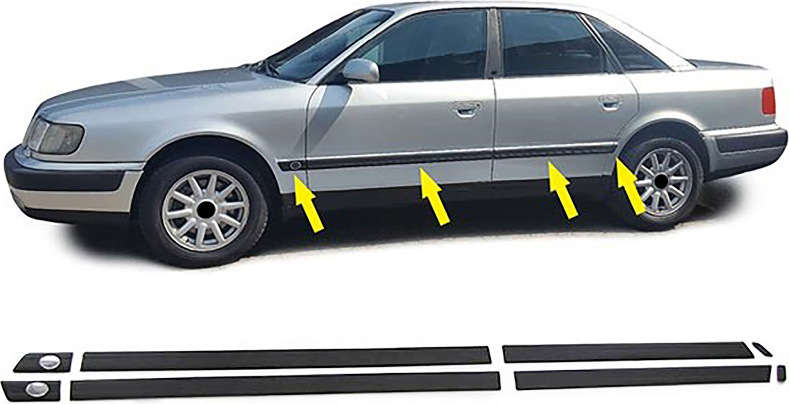 carparts online GmbH 4x Zierleisten Türleisten Seitenleisten Leisten Set LINKS + RECHTS + CLIPS für