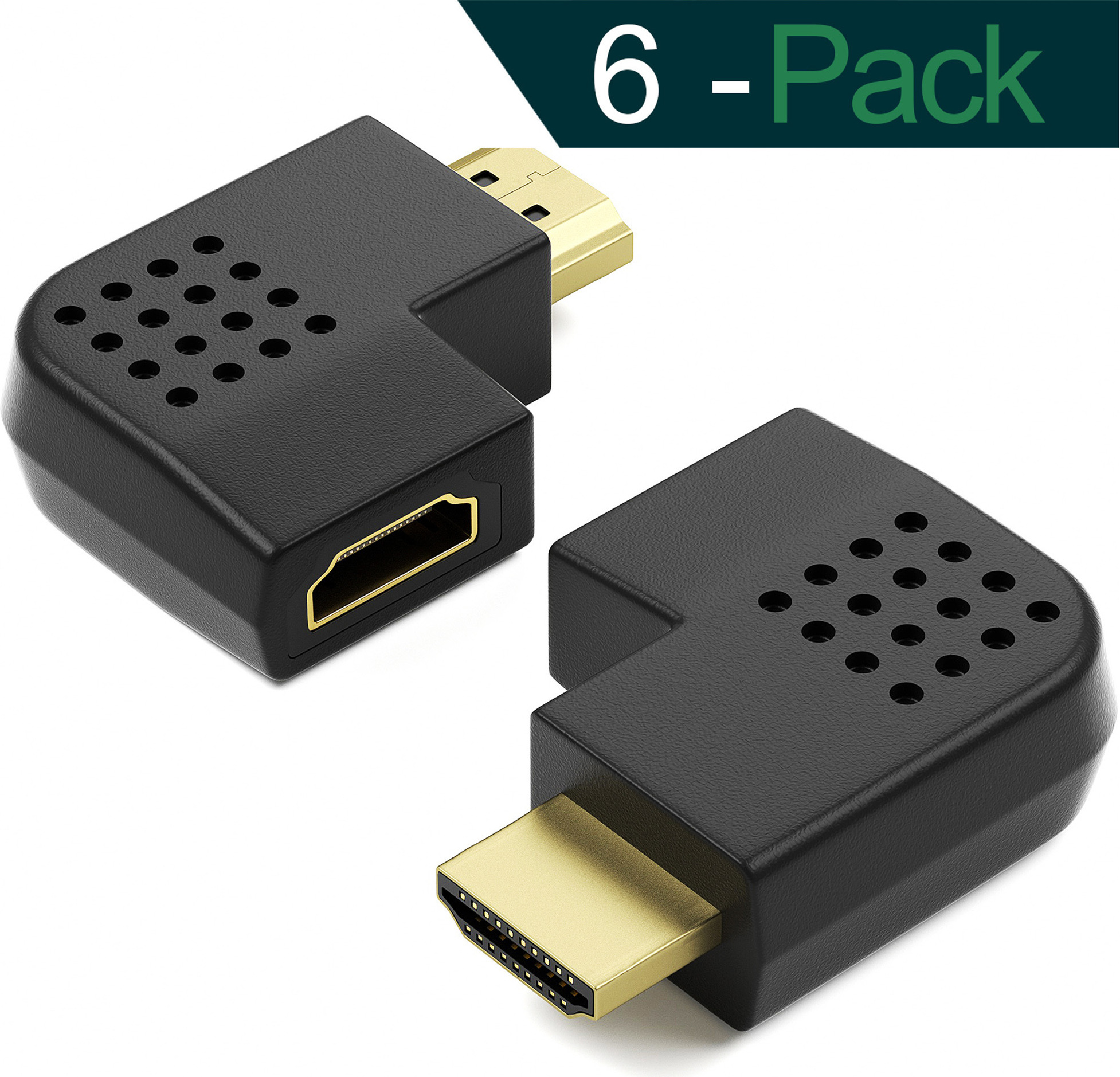 JAMEGA GmbH HDMI Winkel Adapter Rechts & Links 90 Grad 4K UHD 2160p Winkelstecker 6er Set HDMI-A-001/2-6
