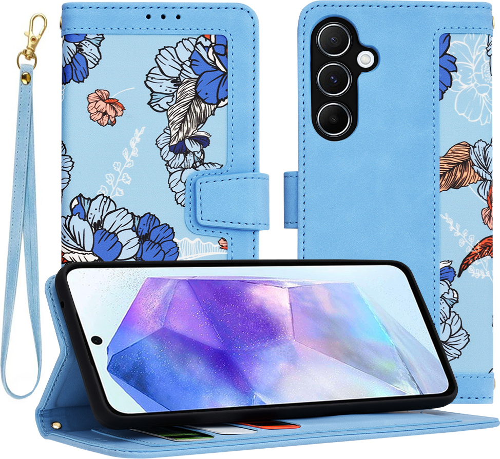 Techsuit FlipCraft Book Wallet flip kryt s káblom pre Samsung Galaxy A55 - Vibrant Blue