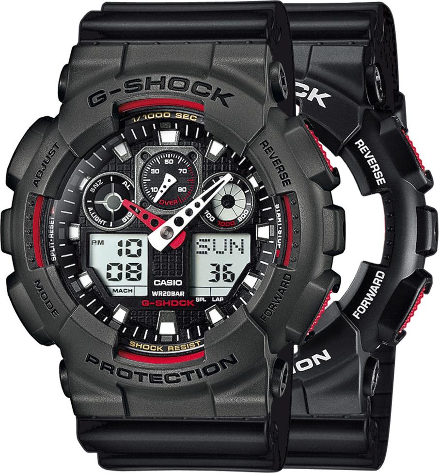 Hodinky Casio G-Shock SET GA-100-1A4ER + BEZEL 10467795 + BAND 10347688 20BAR