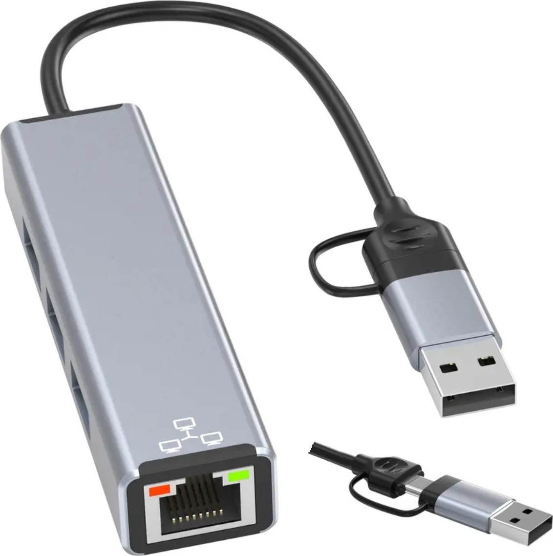 TRADEBIT NETZWERKKARTE USB-C HUB LAN USB 3.0 100 Mbps RJ45