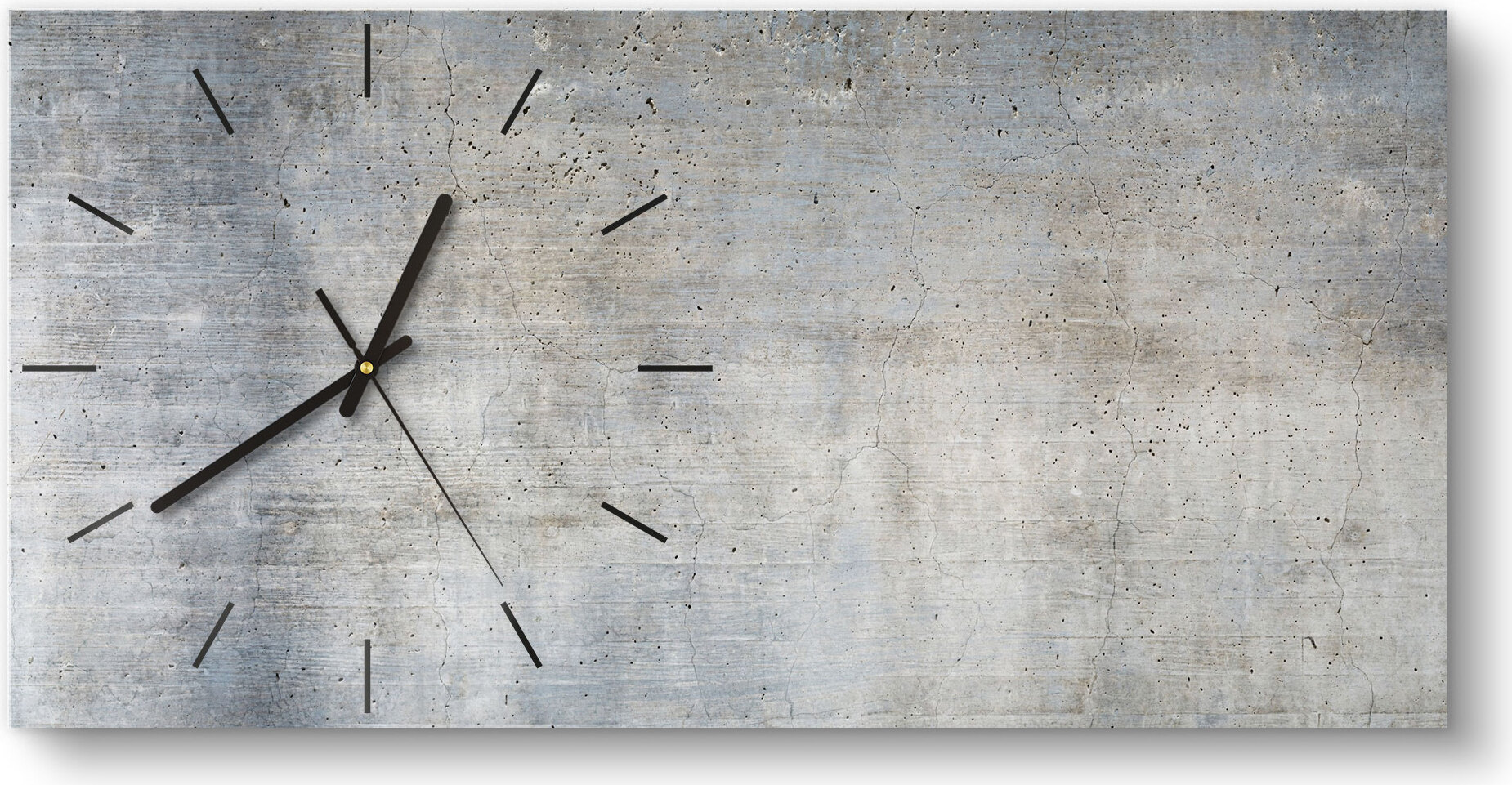 DEQORI Glasuhr 60x30 cm Modern 'Unverputzte Zementtextur' Wanduhr Glas Uhr Design leise WC-60-30-M-1163