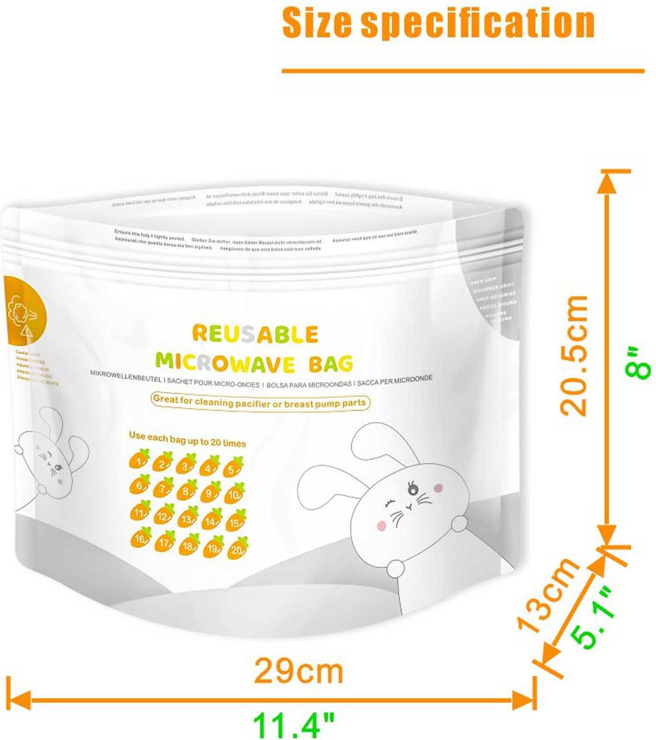 Gistuch 16 Stück Bimirth Babyflaschen-Reinigungsbeutel, Brustpumpe, Beißring, Mikrowellenherd, Weiß