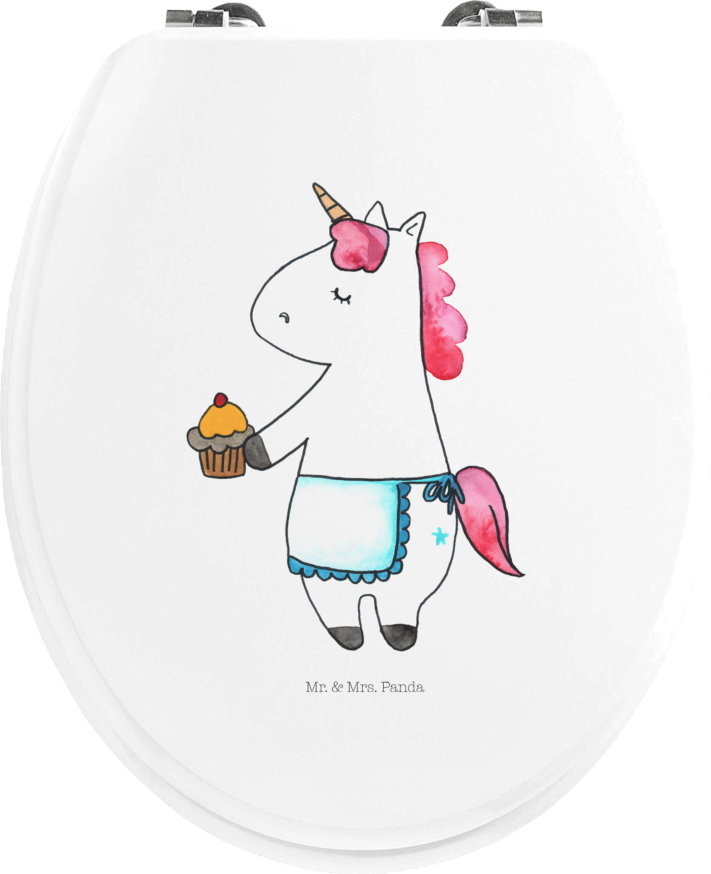 Mr. & Mrs. Panda klo deckel Einhorn Muffin - Weiß - Geschenk, WC-Sitz, holz wc sitz, Grüße, Toilettendeckel, Unicorn, Liebesgrüße, Geburtstag, Klobrille, Geburtstagsgrüße PD-1105456-STANDARD