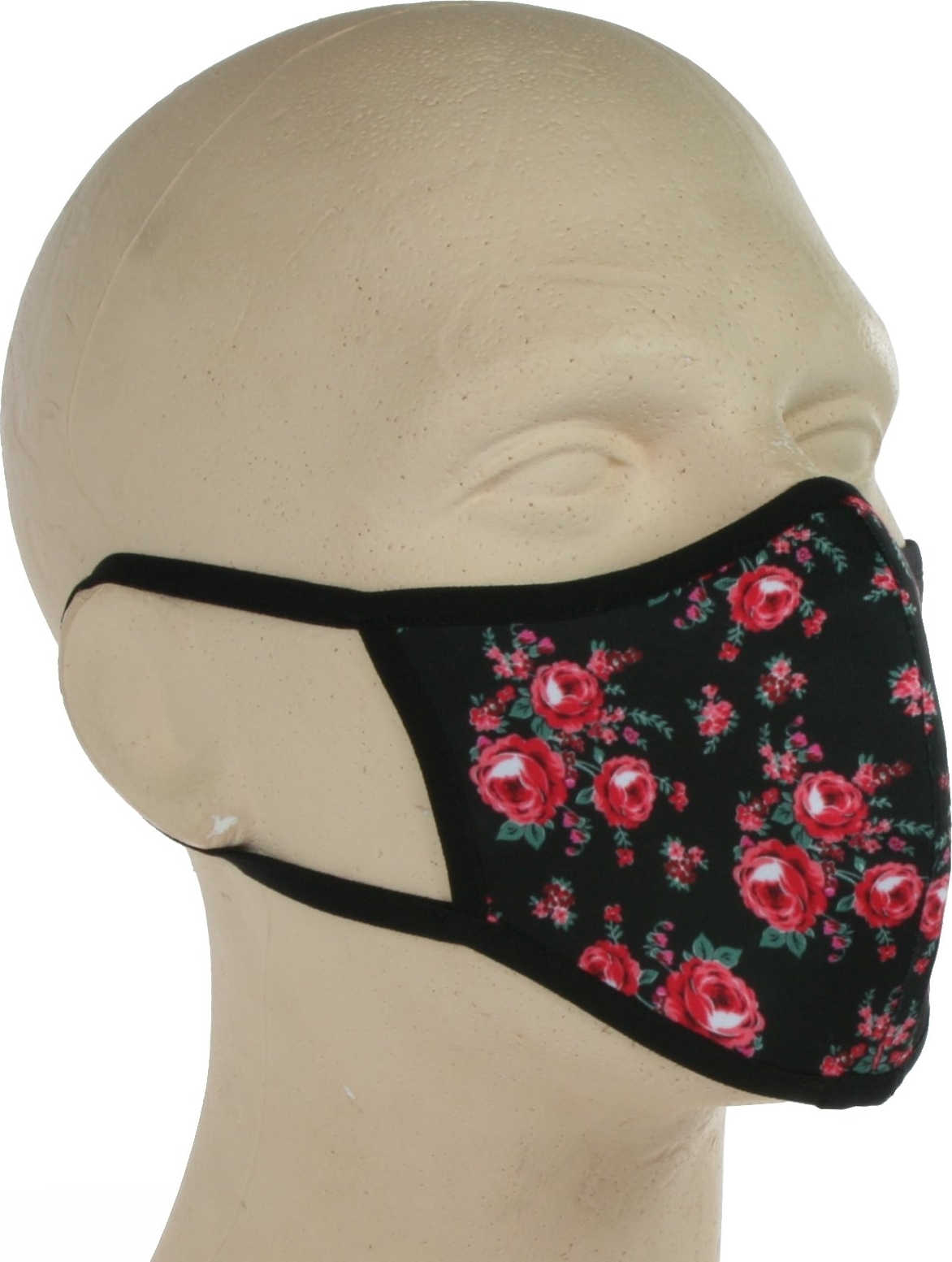 (( earbags | BEHELFSMASKE Gesichtsmaske für Brillenträger, Rosen - Rot, XL EB-GM-BT