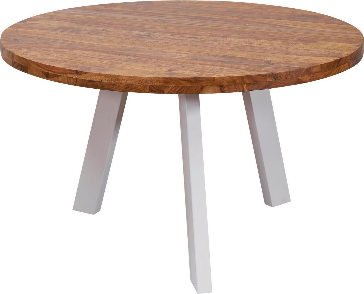 Esszimmertisch rund 130 cm Sheesham Massiv Esstisch, Runder Holztisch mit Metallbeinen, Massivholztisch Esszimmer, Küchentisch Massivholz