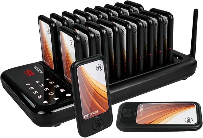 Retekess TD173 Restaurant Pager System, 20Pagers, 500M Pager Rufsystem, 7 Rufmod, 24H, Pager Pieper für Food Court, Hotel, Café, Bar, 998 Kanäle EUF9613A