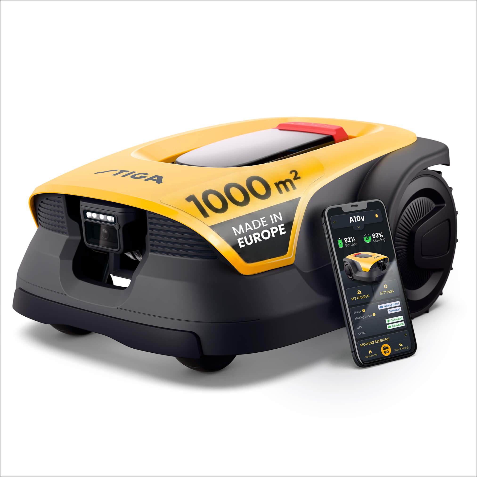STIGA Mähroboter A 10v | Quad-RTK für akkurates Mähen | HDR Kamera für Hinderniserkennung | Geordnetes Mähe in Mustern und Bahnen | Perfekt für 1000m² 2R7111028/ST1