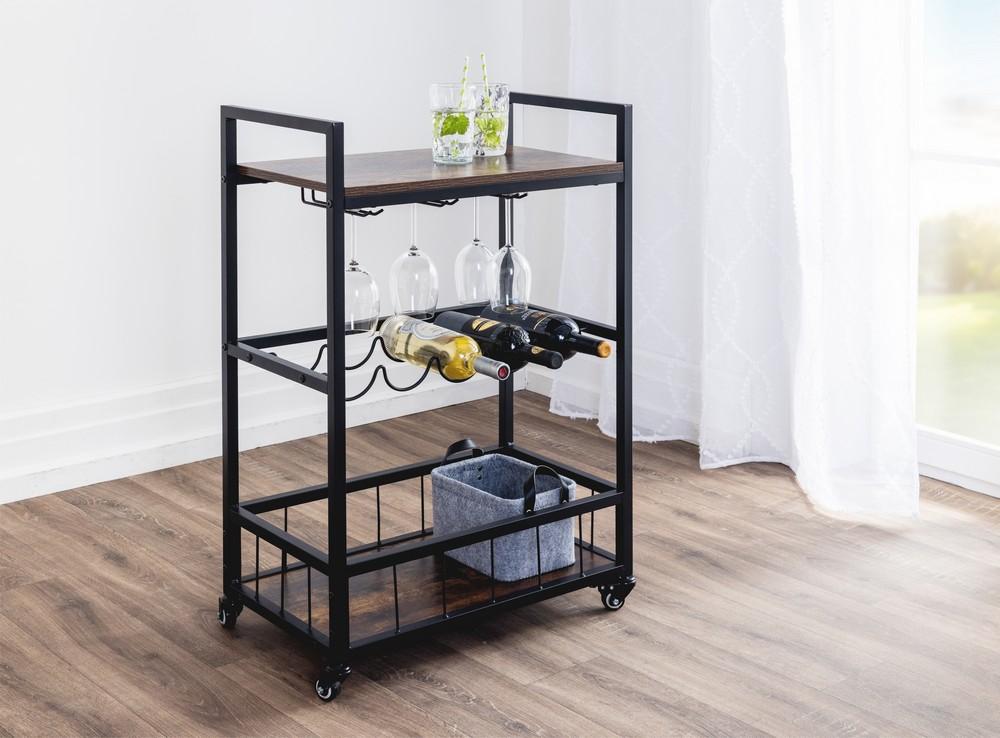 Prestige Home Living Indoor Servierwagen auf Rollen, ca. 60 x 34 x 90 cm - Braun