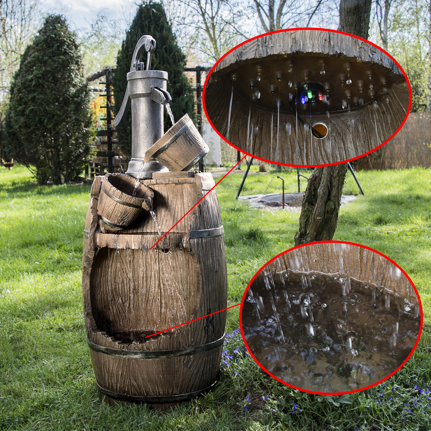 Könige Hausdeko GmbH Köhko® Gartenbrunnen mit Regenfalleffekt Dölitz 13014 Springbrunnen Wasserspiel
