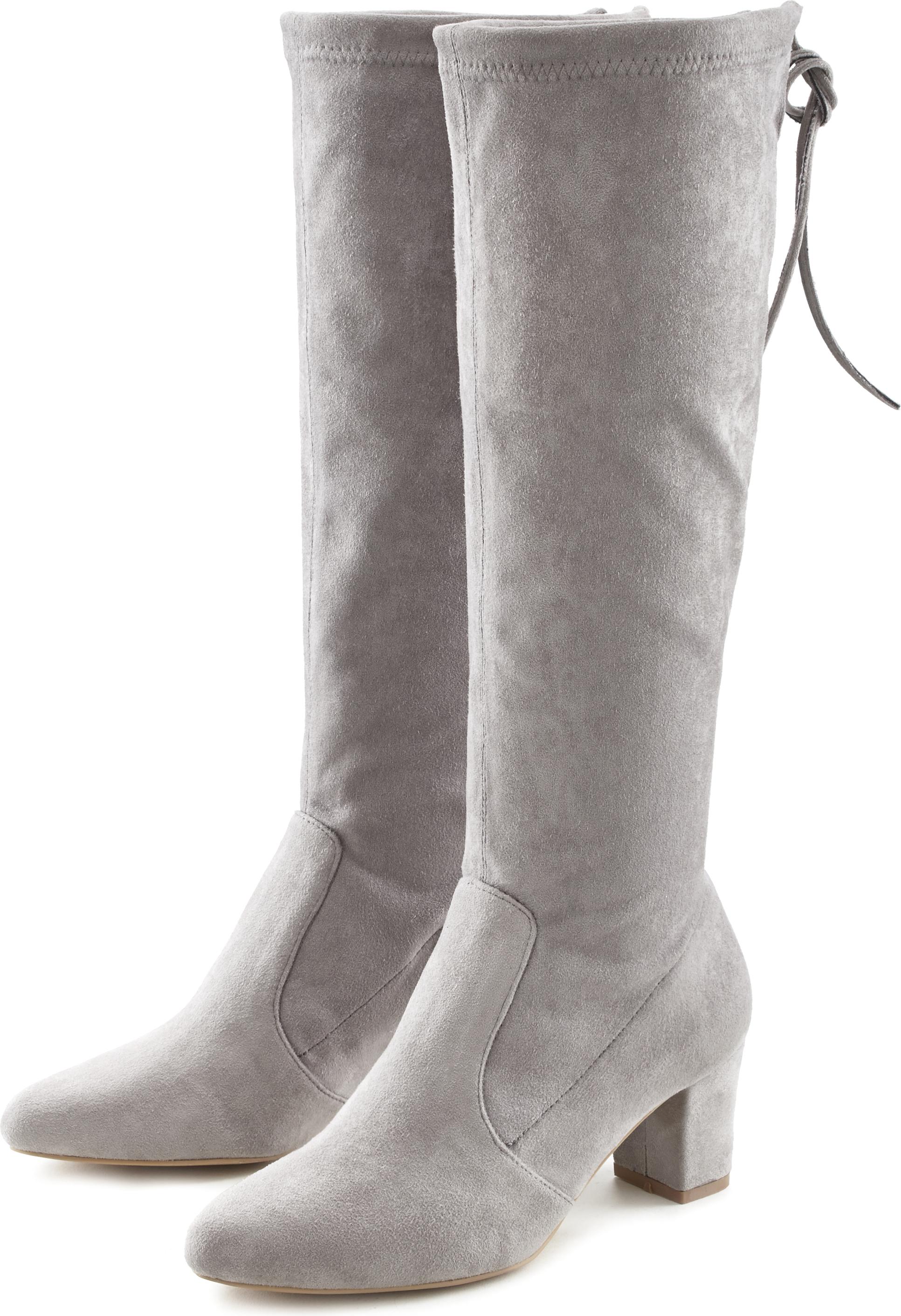LASCANA Schlupfstiefel Schlupfboots, Slouchy Boots, Slip-On, grau Größe 43 76137722_43