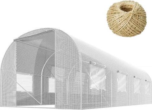 JUST GARDEN Folientunnel 10 m² 250 x 400 cm weiß Gartentunnel 4 × 2,5 x 2 m