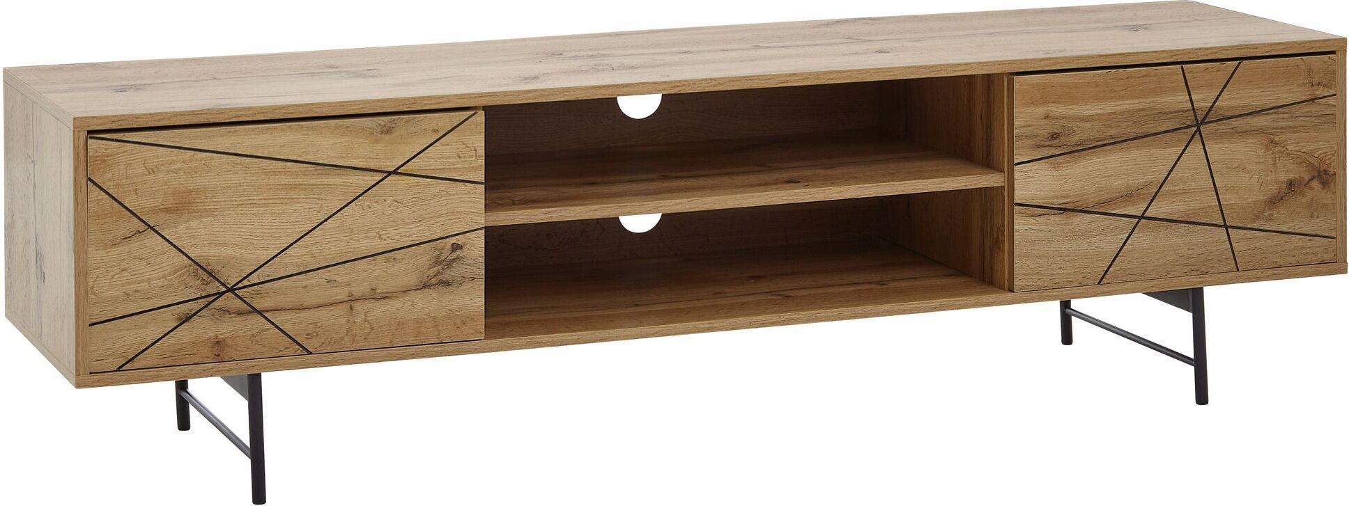 Eiche TV-Unterschrank, Modernes Linienmuster, 160cm Breit, Robuste Materialien. 160x40x45 cm | Kadima Design BARWL6.579