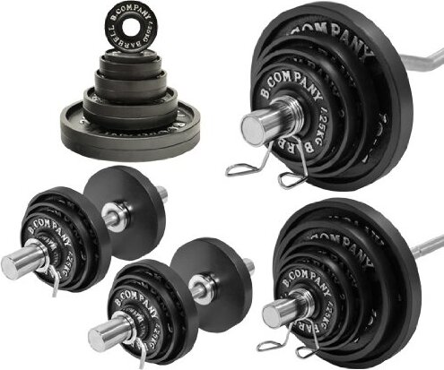 Bad Company Olympia-Set 115,5 kg Langhantel SZ-Hantel Kurzhanteln Guss