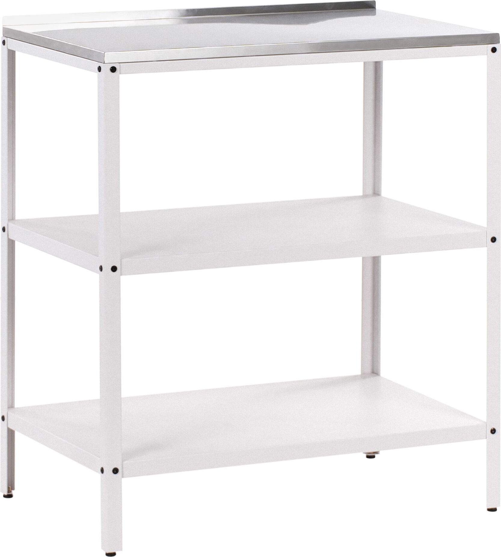 BELIANI Vonkajší kuchynský ostrovček biela nerezová oceľ 80 x 50 x 92 cm 2 police s vrchnou časťou záhradná kuchyňa jedáleň