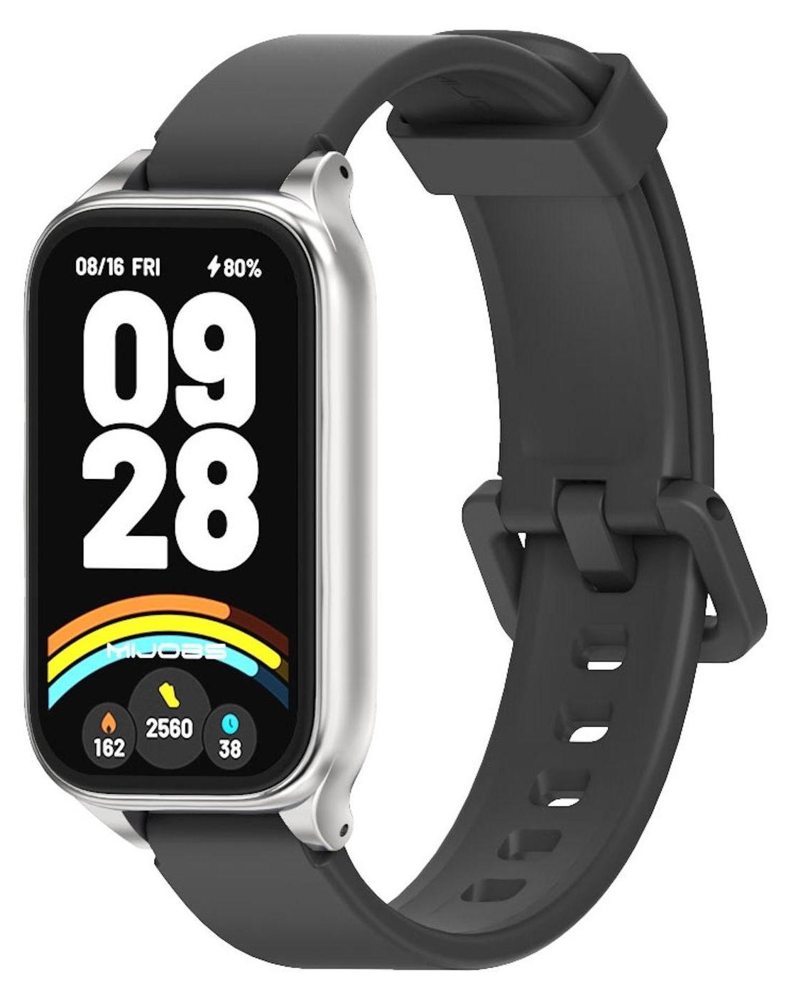 Pre Xiaomi Smart Band 9 Active / Redmi Band 3 Silikónový náramok s kovovým rámom