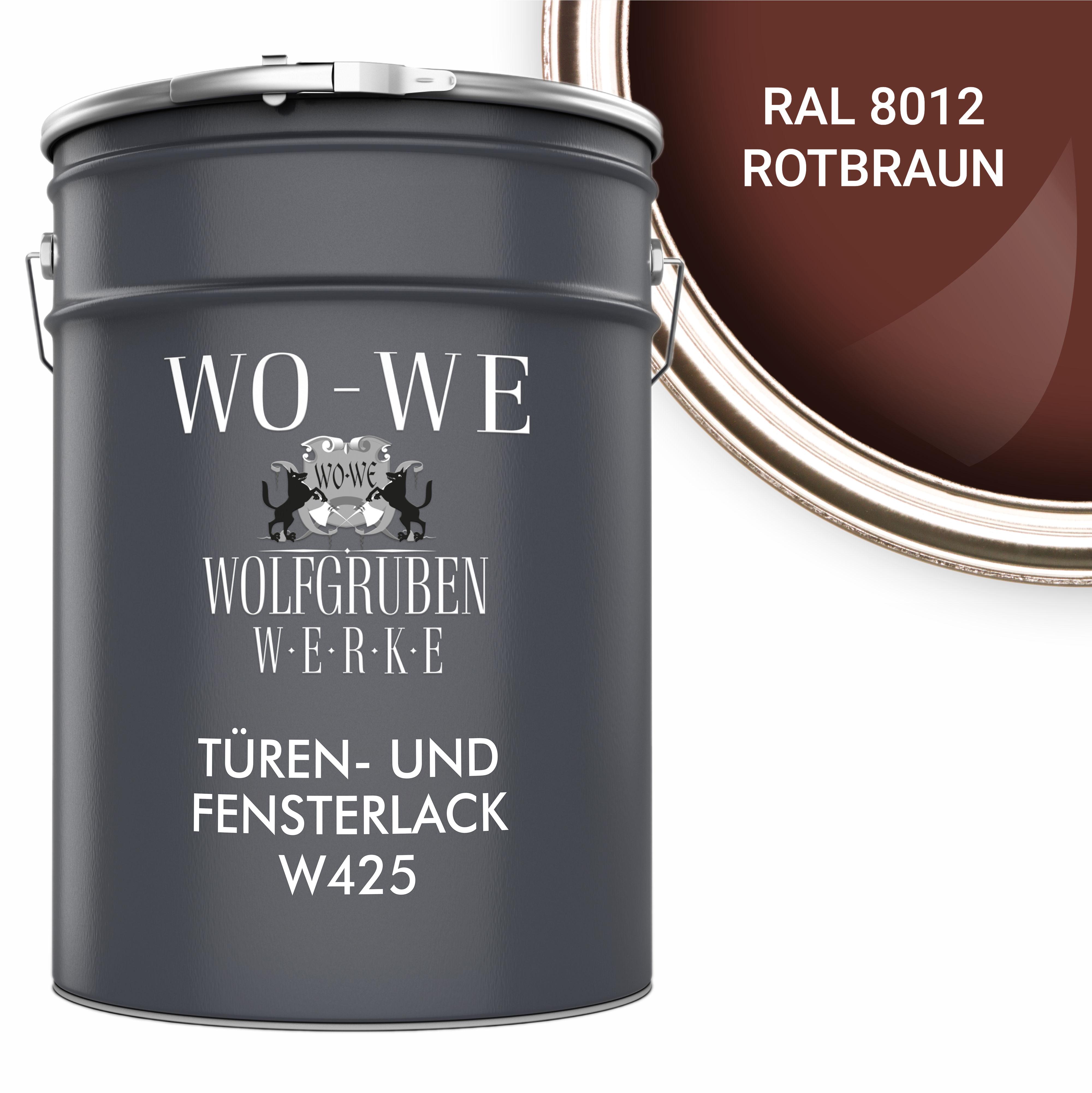 WO-WE Türen und Fensterlack 3in1 Türenlack Klarlack Holzfenster Farbe W425 Rotbraun - 5L