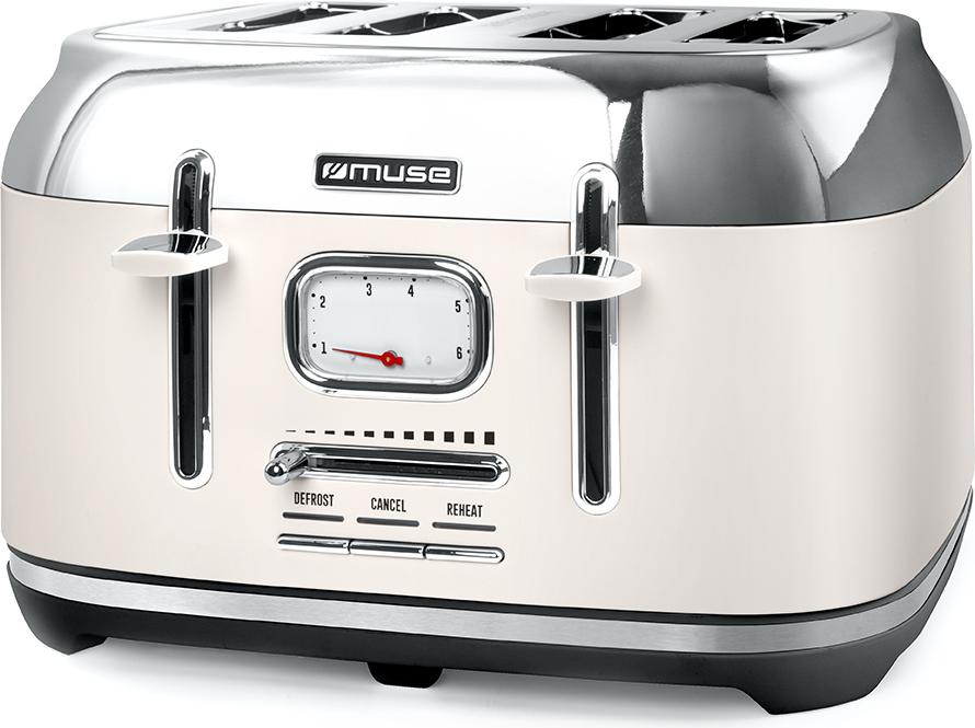 Toaster mit 4 schlitzen, 1800 w, creme/edelstahl - Muse MS131SC