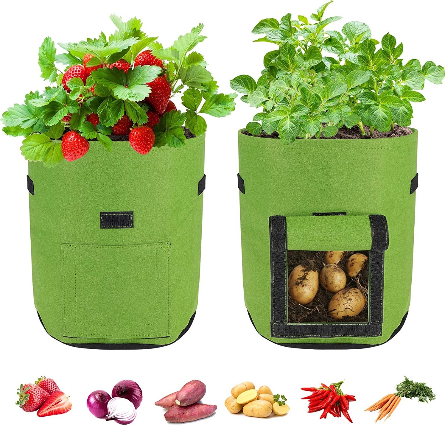 6 Sacchi Per Piante In Tessuto Non Tessuto 3 Galloni Con Manici - Vasche Per Coltivazione Di Pomodori, Fragole, Peperoni, 25x25x22 Cm