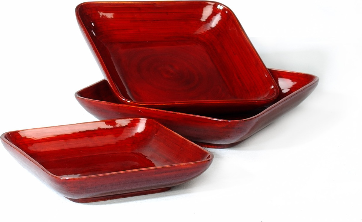 artra design Bambus Deko-Schalen 3er SET Design Schale, Deko, Dekoration, Dekoschale, dunkel rot Tischschale Geschenk 9301531