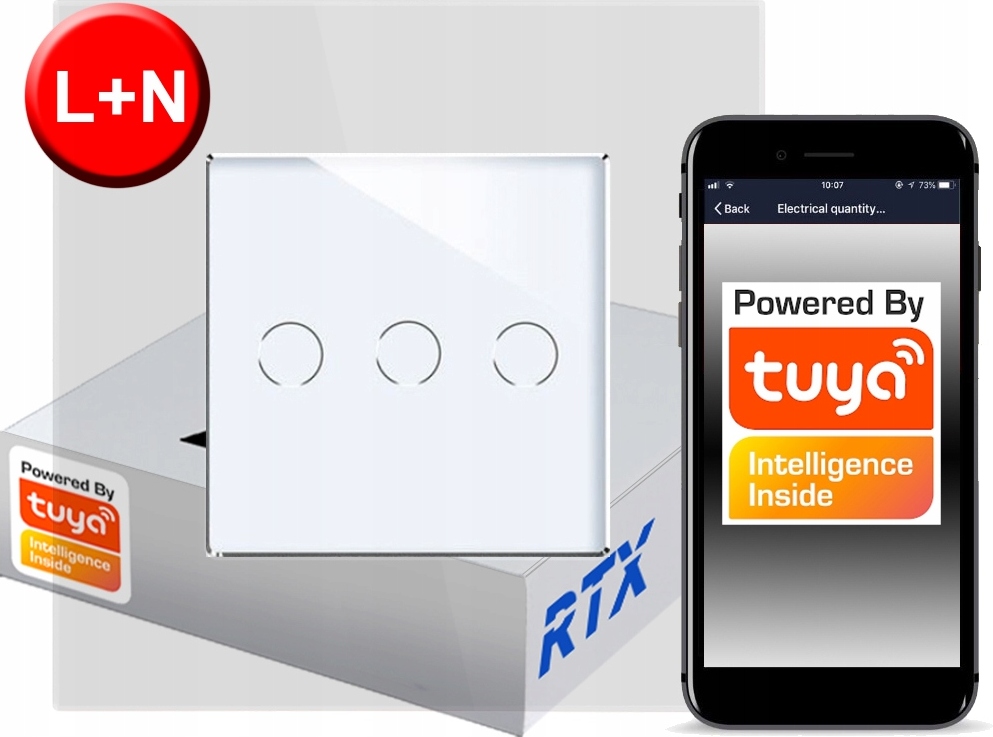 TUYA RTX SH# L+N Touch Switch 3 ZigBee Schaltungen