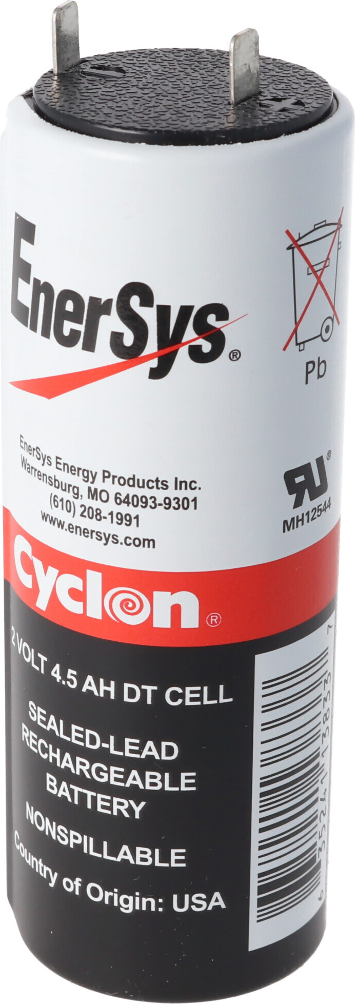 Enersys Hawker Hawker Cyclon Reinblei 2V 4,5Ah 0860-0004, Hawker Akku Pb4,5-2 Faston 4,8mm Anschlusskontakte Länge 96mm Durchmesser 34,3mm