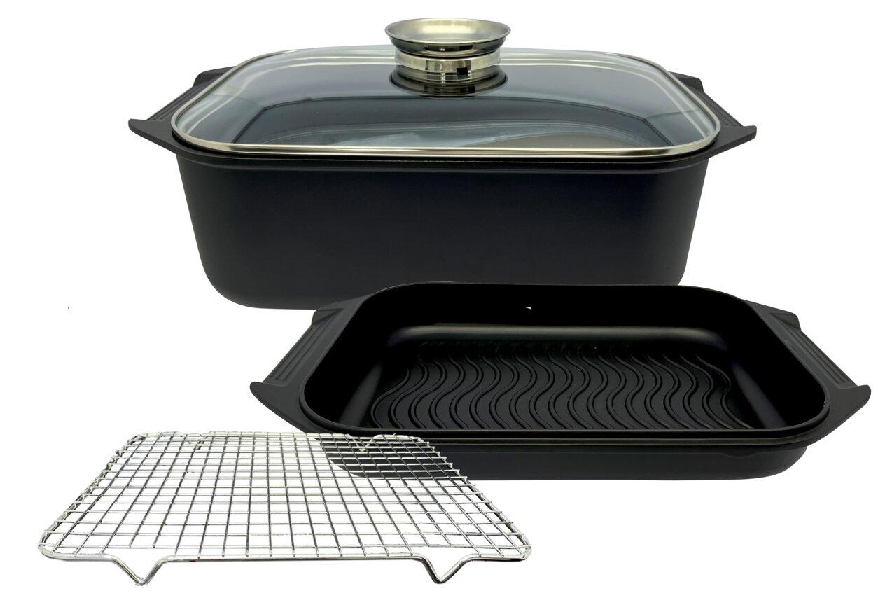 Zurbrüggen Bräter Set 3-teilig aus Edelstahl mit Gittereinsatz, spülmaschinenfest 68760109