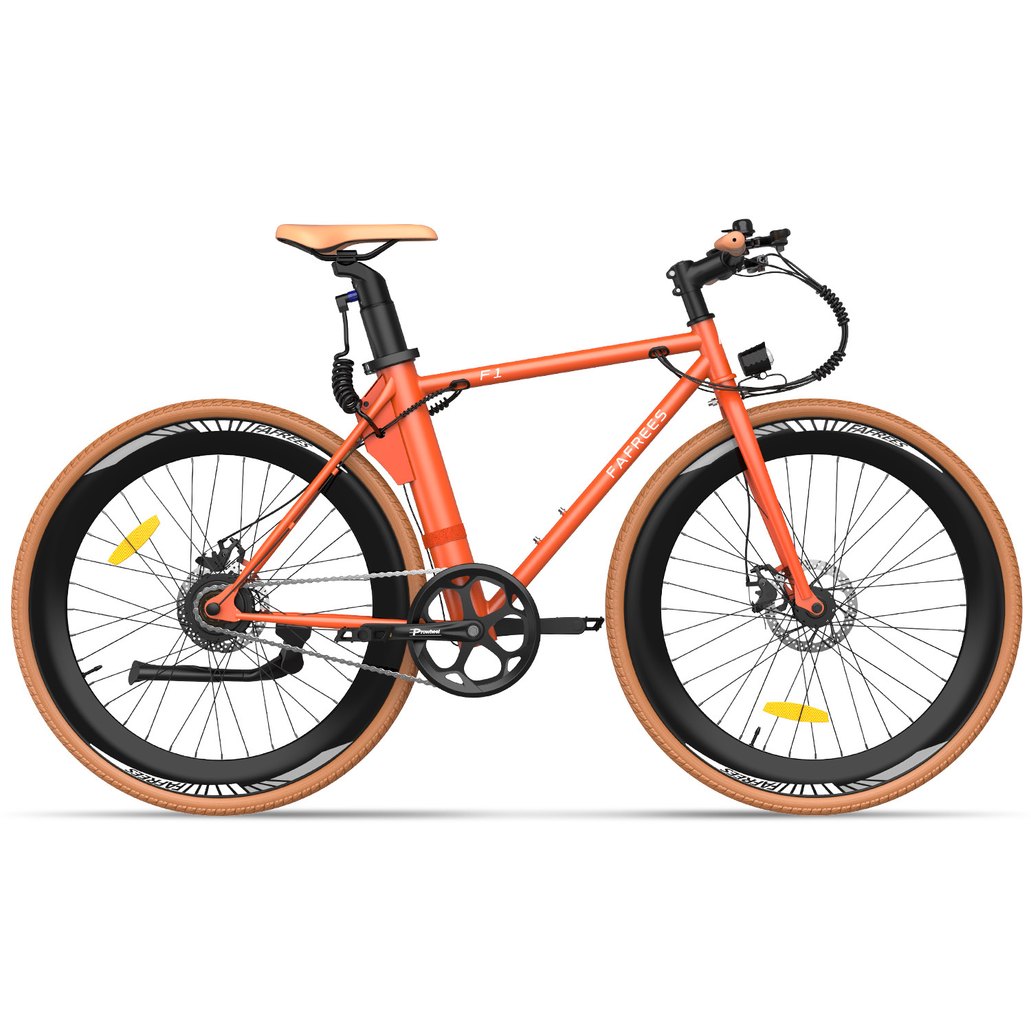 Elektrický Bicykel FAFREES F1 10AH – Motor 250W Batéria 36V10AH 27.5-Palcové Pneumatiky Mechanické Kotúčové Brzdy - Oranžová