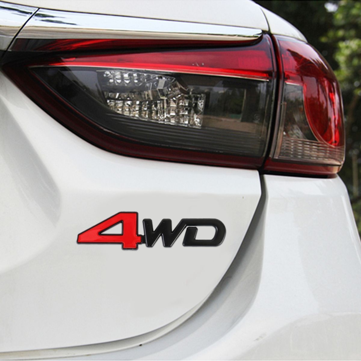 3D ABS chróm 4WD 4x4 offroad nálepka emblém logo nápis, farba:čierna červená