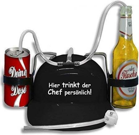 HSK Trinkhelm Spaßhelm mit Print - Hier trinkt der Chef persönlich - 51660 Color - schwarz