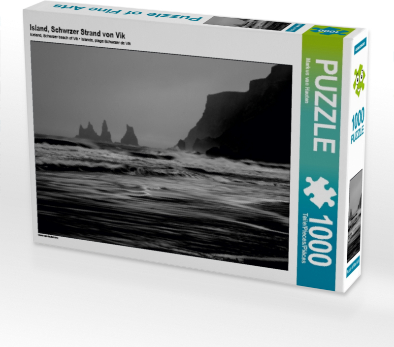 Calvendo Island, Schwrzer Strand von Vik 1000 Teile Puzzle quer 640x480mm, van Hauten Markus; 7375072