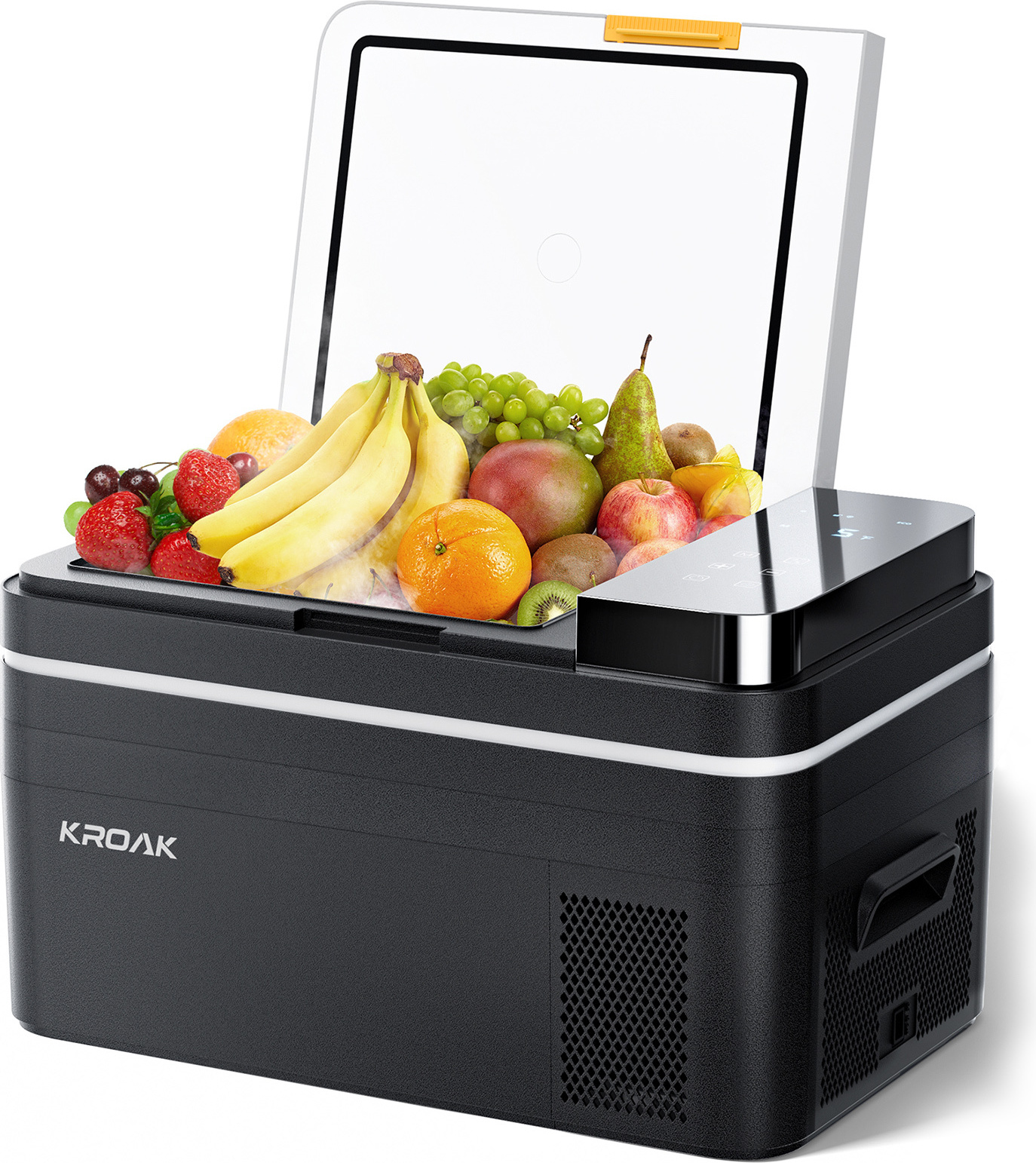 KROAK 28L chladnička do auta s veľkým displejom, 12/24V chladiaci box chladnička do auta -20 ℃-20 ℃ mini chladnička