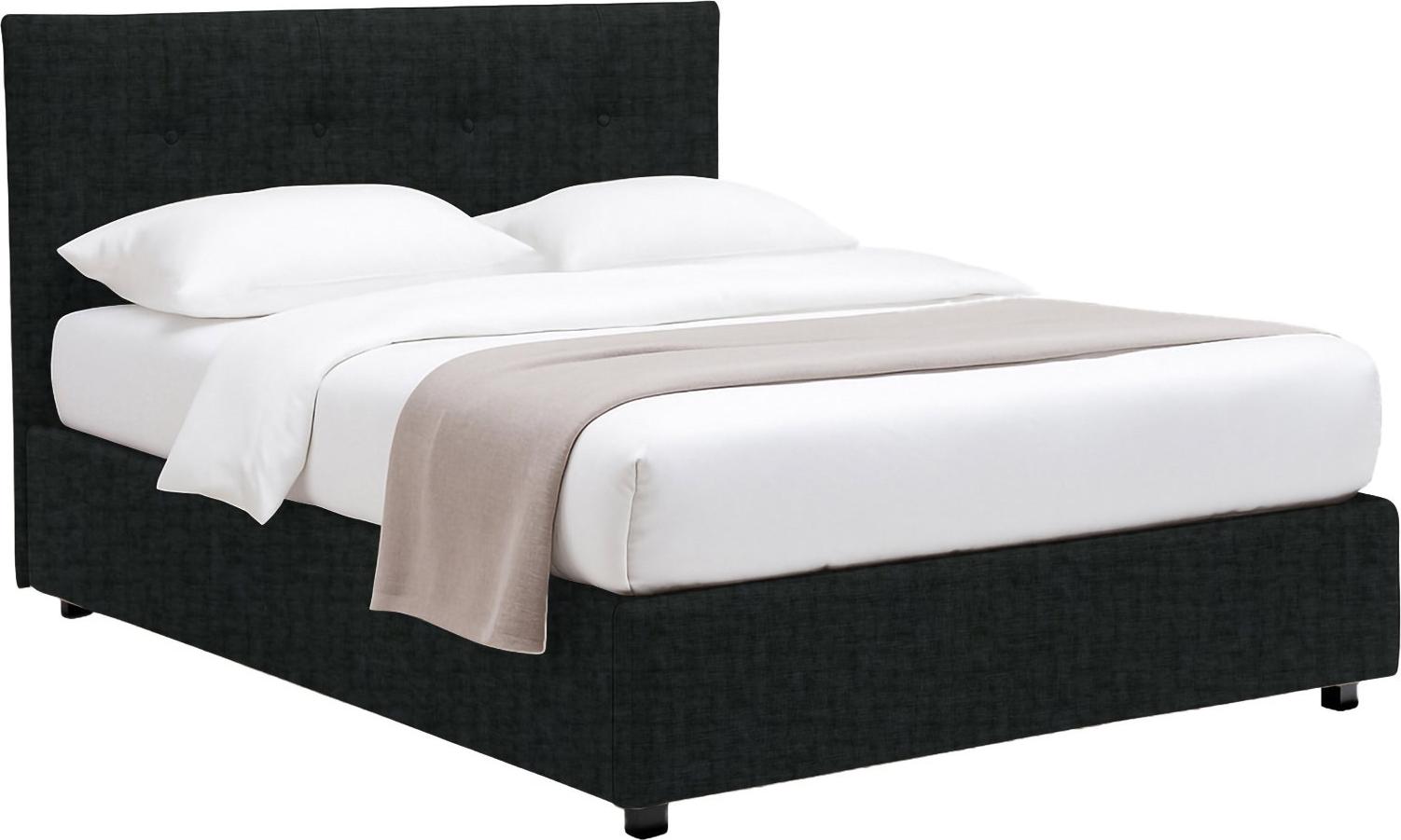 Einzelbett Dmora Cerzeto, Dunkelgrau, abziehbar, mit Stauraum