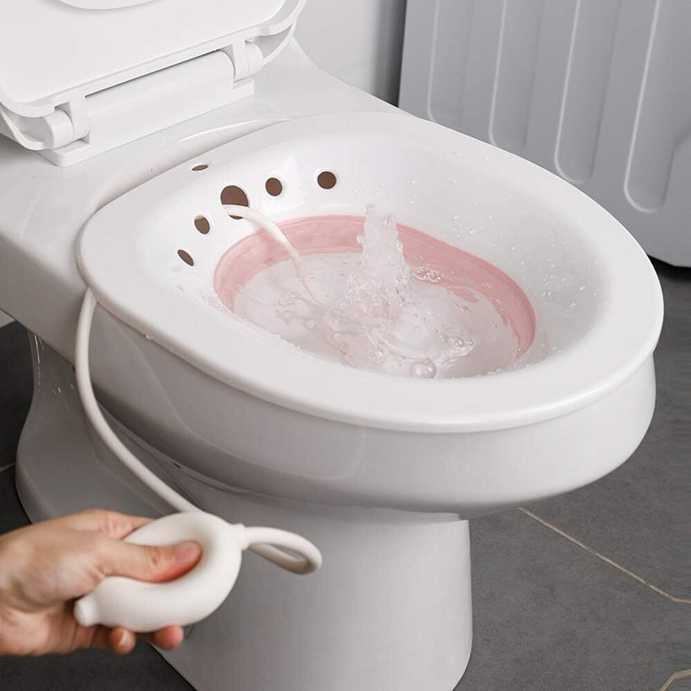 AKKEE Sitzbad Bidet, Sitzbadewanne, Sitzbad, Bidet Einsatz für Toilette, Faltbar Bidetbecken, Bidet Sitzbecken Sitzbad mit Flusher Sitzbäder
