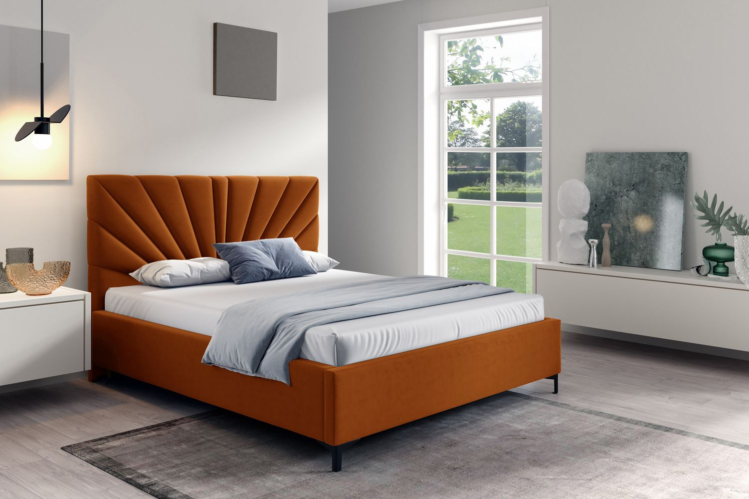 Čalúnená posteľ 140x200 ODETA 8 - oranžová