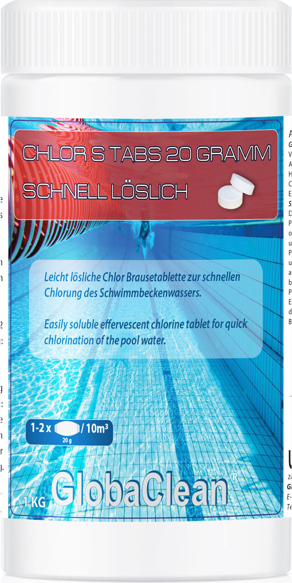 GlobaClean 1 kg Pool Chlor S Tabs 20g 50599_1x1
