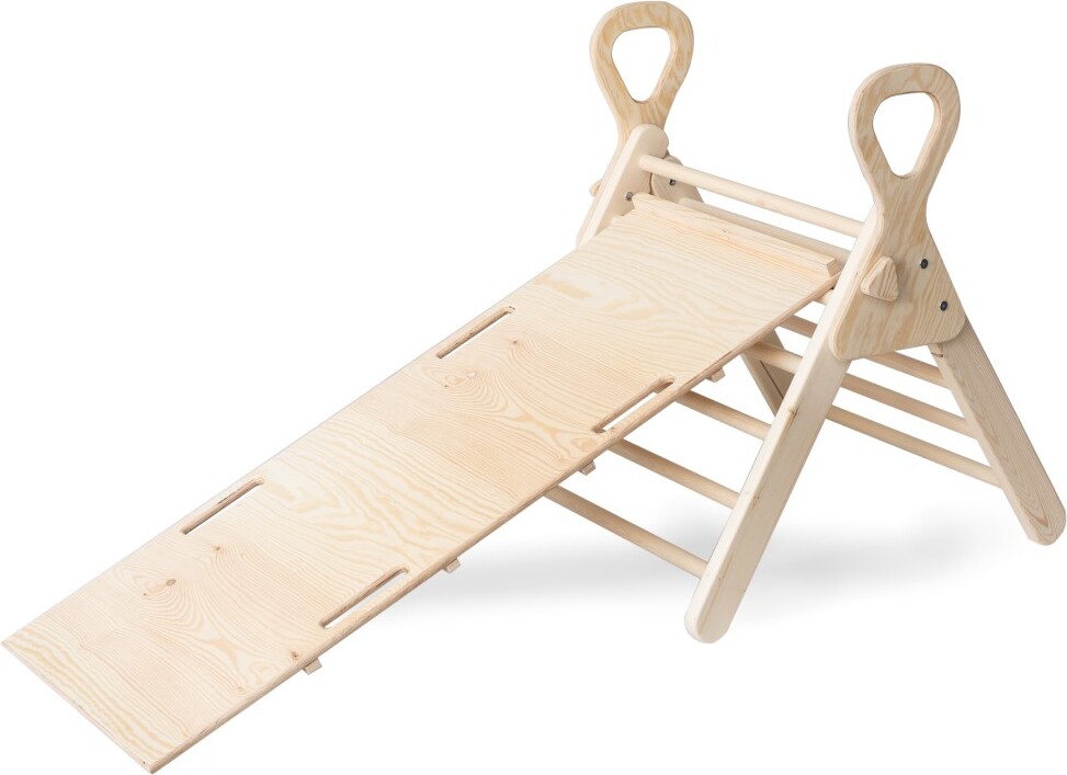 WOODFORKIDS Woodforkid Dreieck klappbar 60 cm hoch Kletterdreieck Klettergerüst, Kletterdreieck mit Rutsche