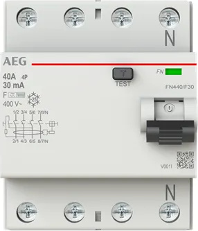 AEG FN440/F30 - FI-Schalter 4P Typ F 40A, 30mA, 4 Teilungseinheiten 2CSF704356R1400