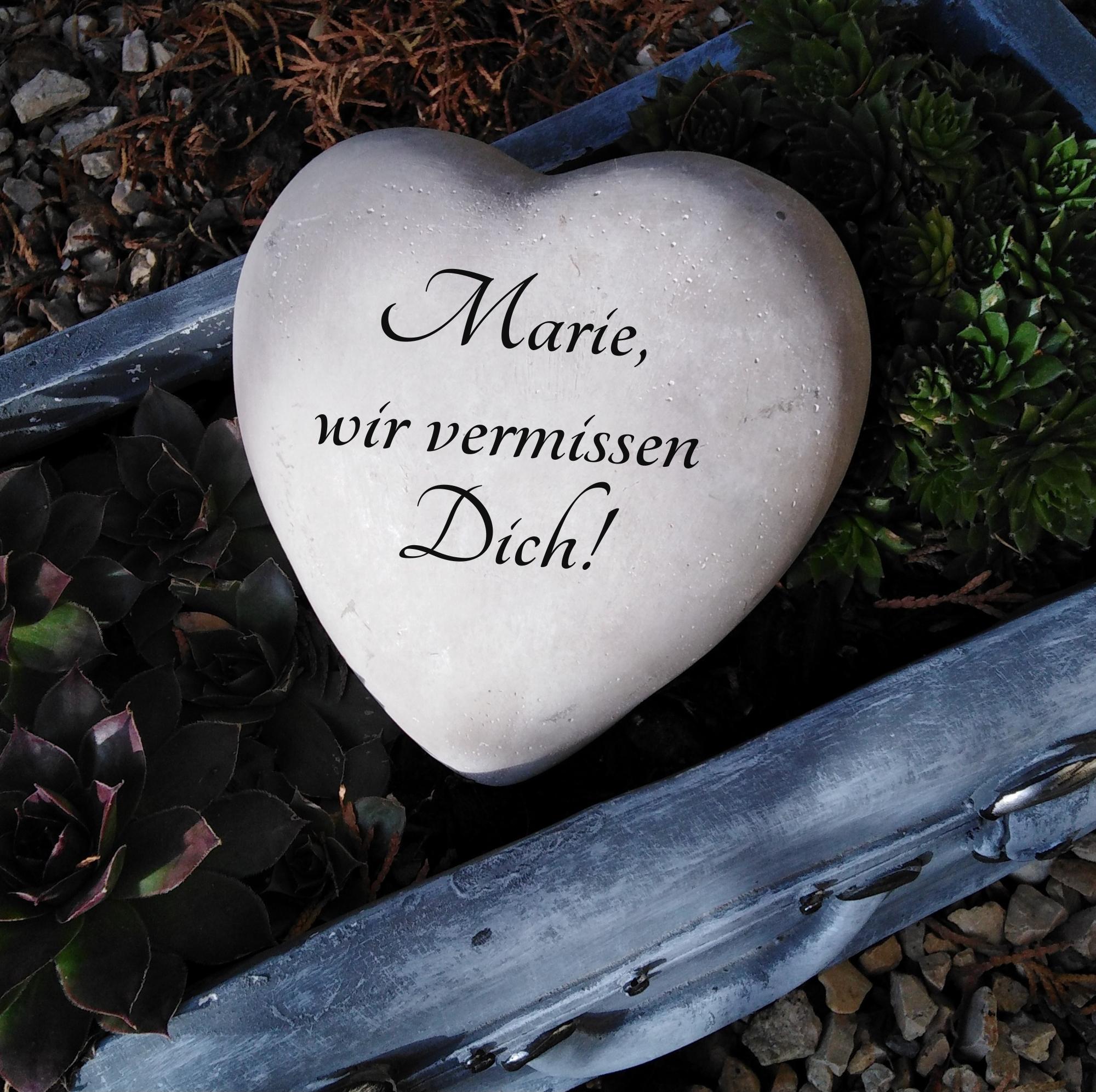 AS Grabschmuck Herz Grabherz personalisiert Grabschmuck 13cm mit Gravur Andenken Grabstein Urnengrab , natur