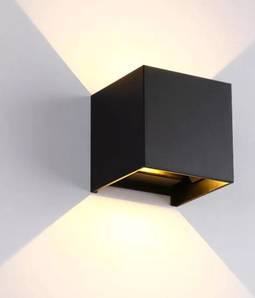Buxibo SensaHome Cube – Moderne LED-Wandleuchte für Außen und Innen – Design-Außenbeleuchtung – IP65 wasserdicht – Kaltweiß (6000 K) – Schwarz