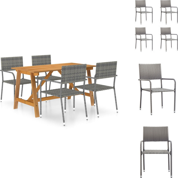 vidaXL 5-dielny záhradný jedálenský set sivý - Záhradné nábytkové zostavy