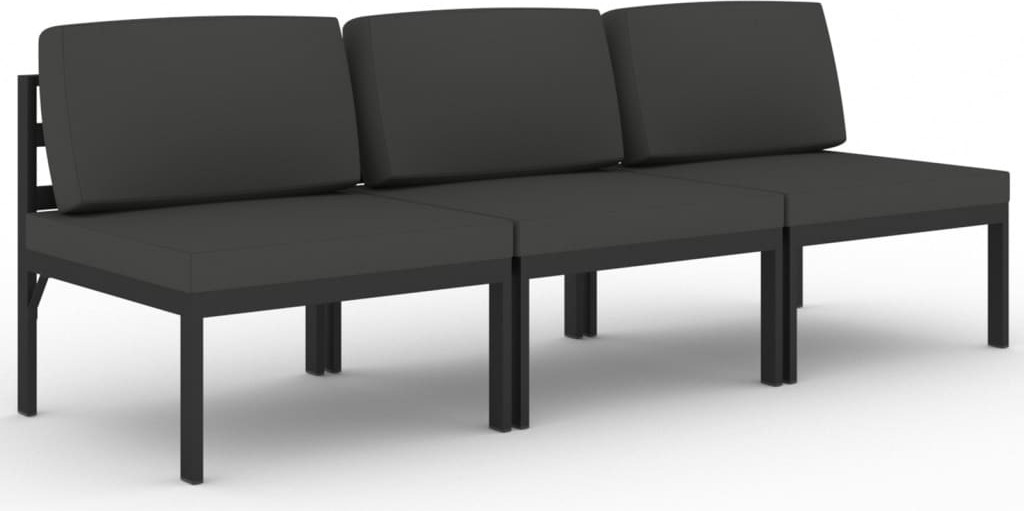 vidaXL Záhradná pohovka 3-sed s vankúšom Hliník Antracit